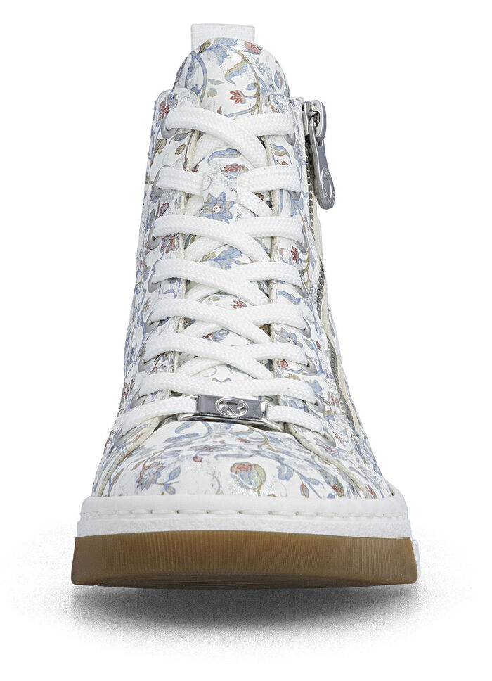 Rieker, modische Damen-Boots, Weite G, mit herausnehmbarem Fußbett WEISS-BUNT